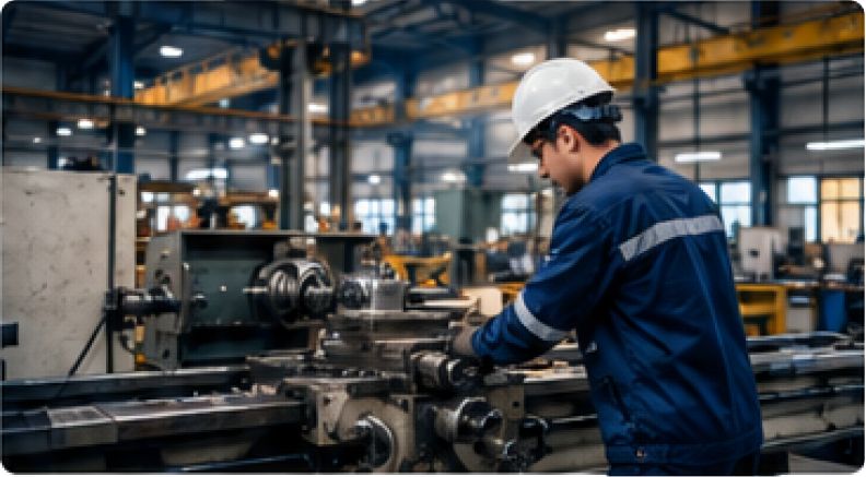 Operario de Codane trabajando en un torno industrial